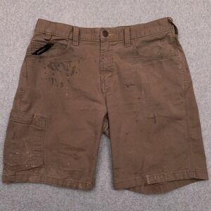 Ariat M4 Relaxed Fit Shorts Field Khaki Rebar Made Tough Cargo Men 32 Distressed